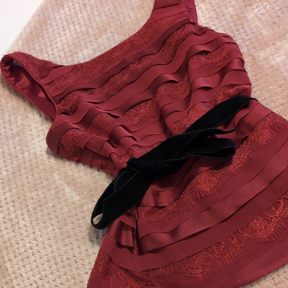 White House Black Market Red Lace Top